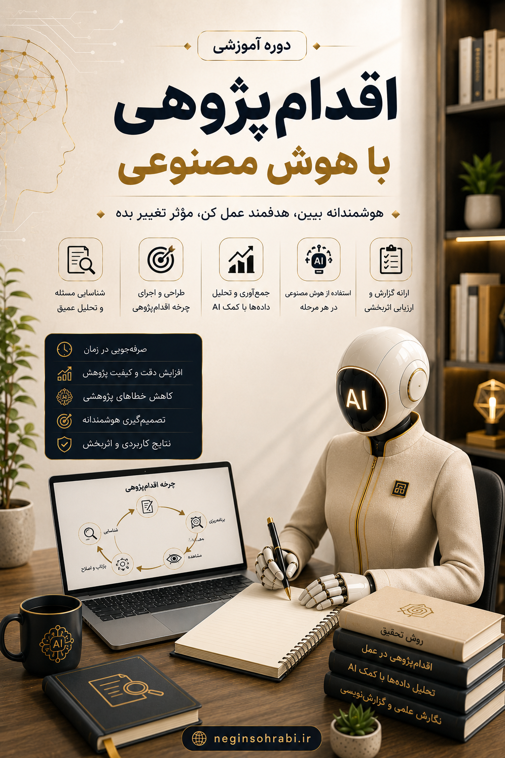 دوره‌‌ی آموزشی  نوشتن اقدام‌پژوهشی با هو‌ش‌مصنوعی+🎁چک‌لیست هدیه